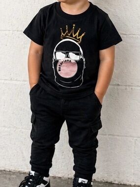 Kids Graphic T-Shirt Size 2T Black Crown Bubble Gum “Notorious” Streetwear